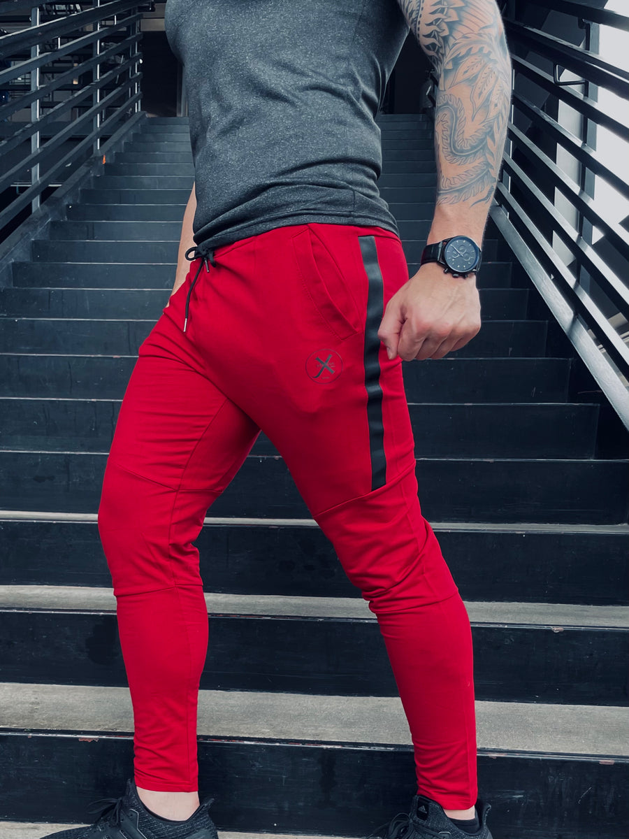 Red joggers mens sale