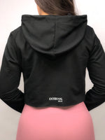 Cropped Workout Hoodie - Jet Black