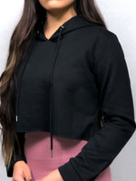 Cropped Workout Hoodie - Jet Black