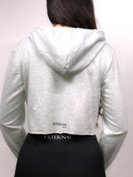 Cropped Workout Hoodie - Light Grey