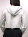 Cropped Workout Hoodie - Light Grey