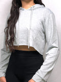 Cropped Workout Hoodie - Light Grey