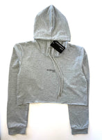 Cropped Workout Hoodie - Light Grey