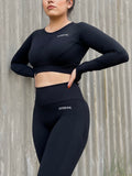 External Scrunch Crop Top - Black