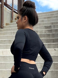 External Scrunch Crop Top - Black